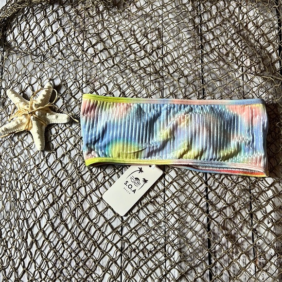 NWT s.o.a.beach Tie-dye bikini strapless size medium - Picture 2 of 4